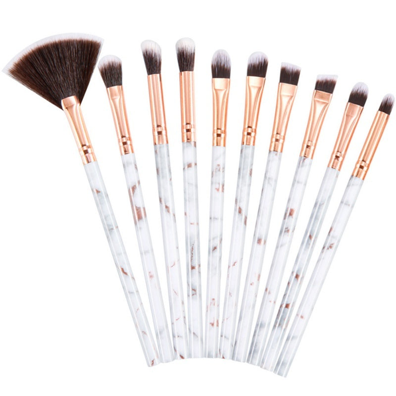 10 Piece Marble Makeup Brush Set