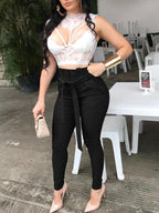 Lace Up High Waist Pants