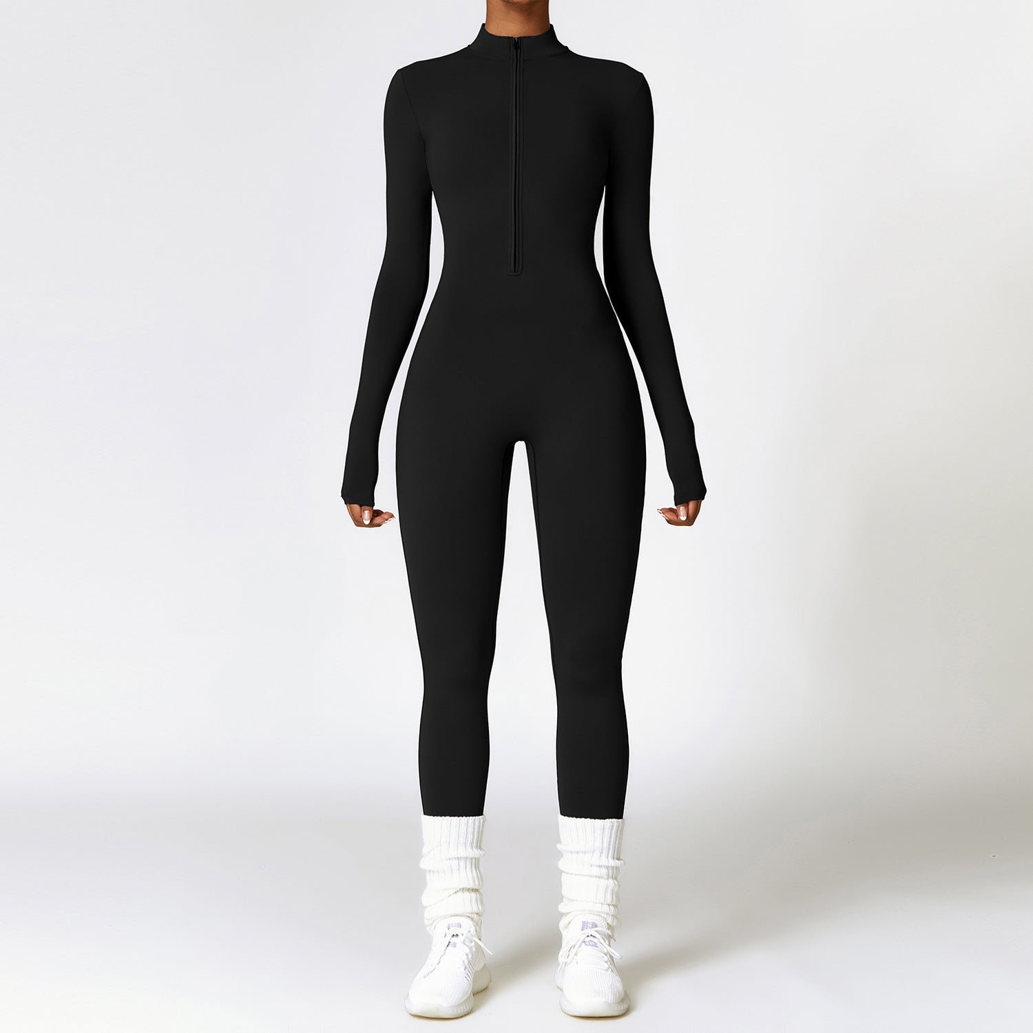 Zip Up Long-Sleeved Jumpsuit