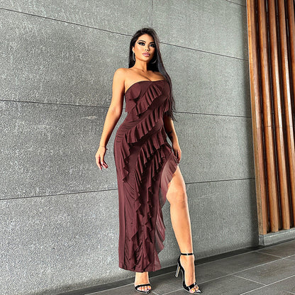 Backless Slit Tassel Dress