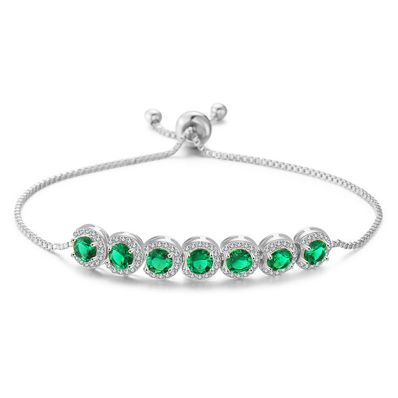 Emerald Zircon Adjustable Bracelet