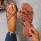 Cross Strap Woven Sandals