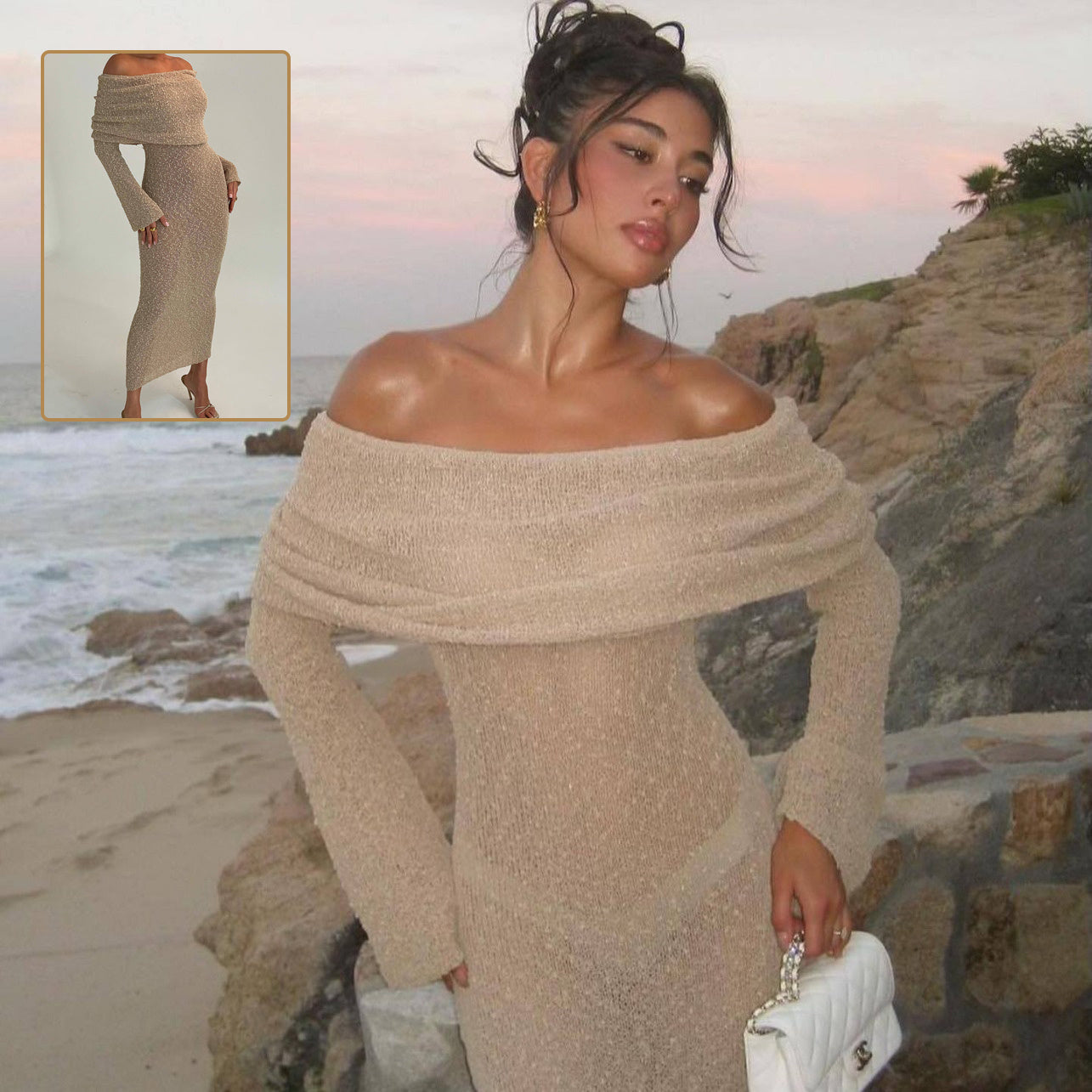 Knitted Long-Sleeved Dress