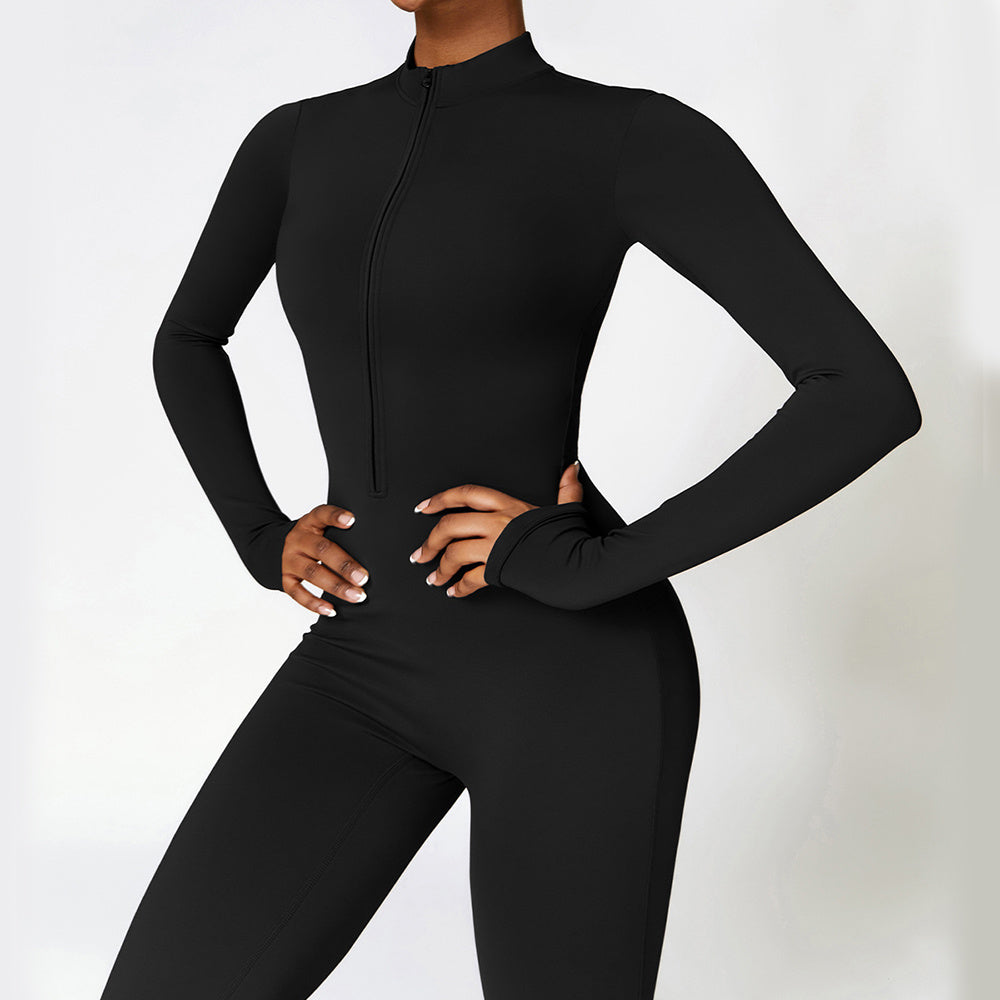 Zip Up Long-Sleeved Jumpsuit