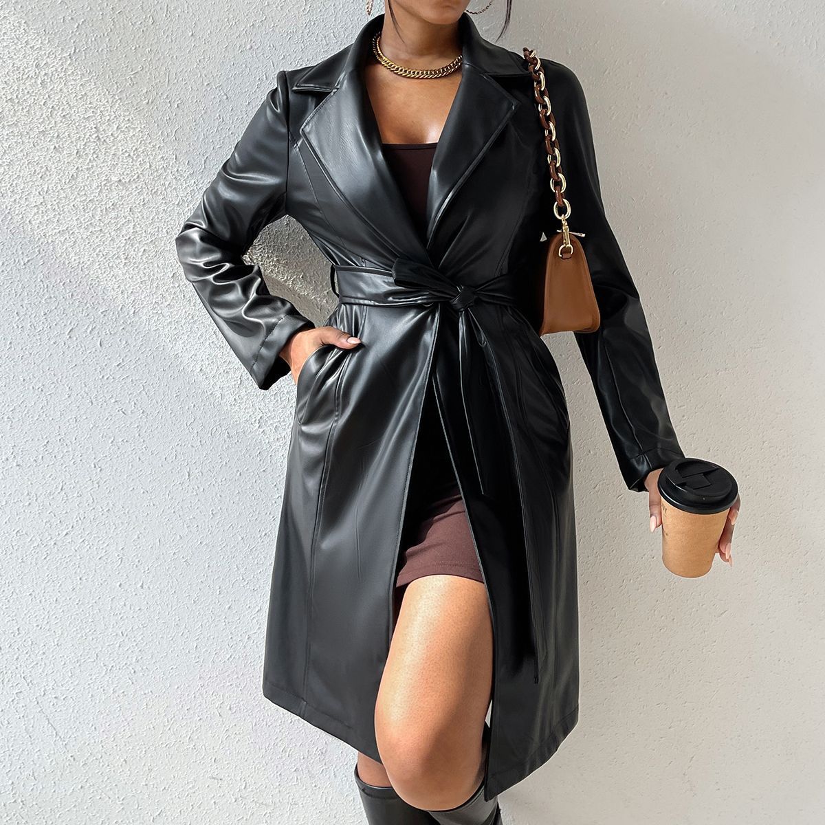 Long Sleeve Leather Jacket