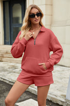Zipper Sweatshirt Set
