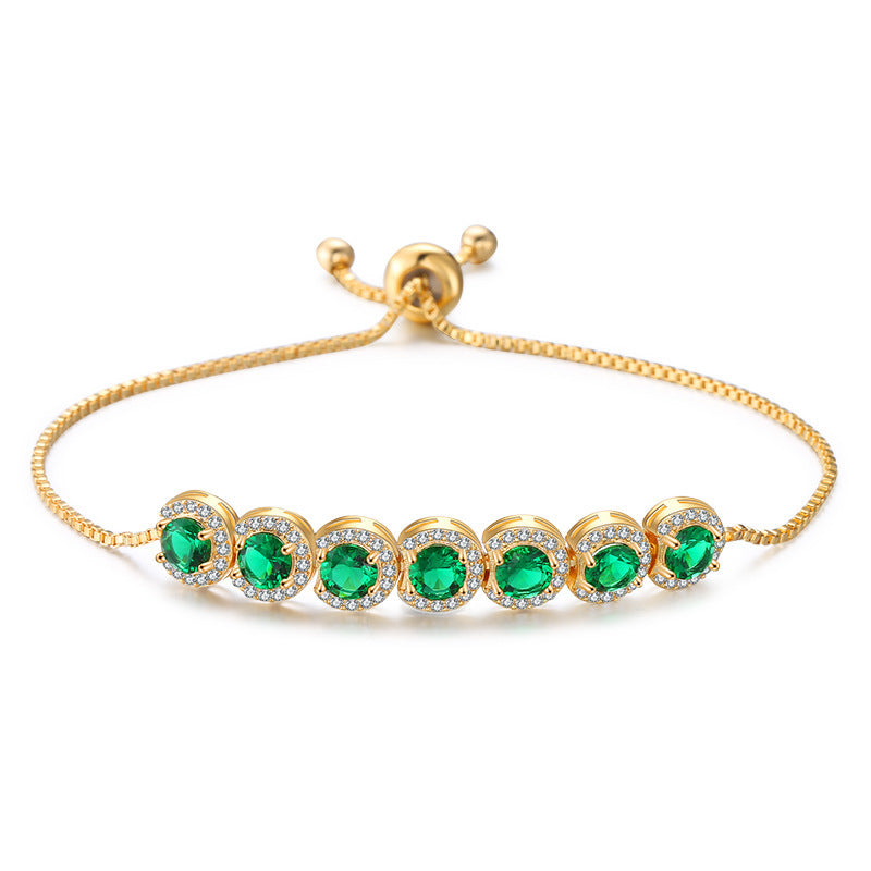 Emerald Zircon Adjustable Bracelet