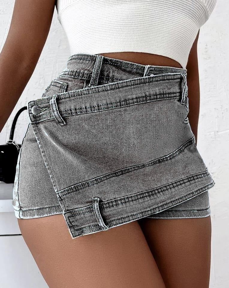 Vintage Denim Waist Wrap Skirt