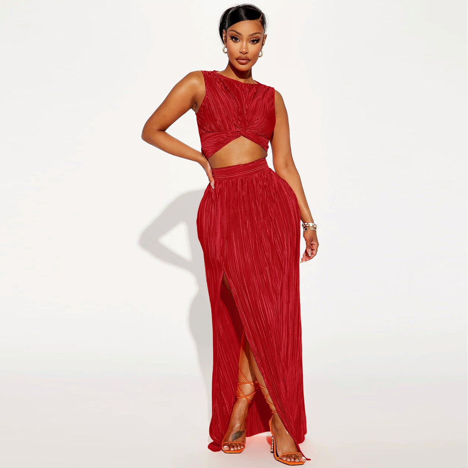 Two Piece Slit Dress Set