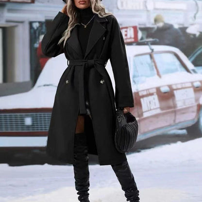 Lapel Double-Breasted Trench Coat