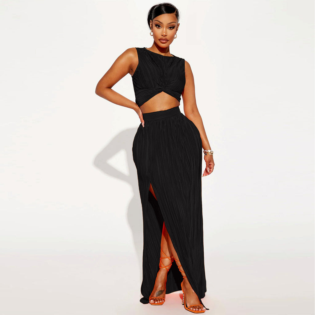 Two Piece Slit Dress Set
