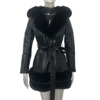 Leather Coat With Fur Collar