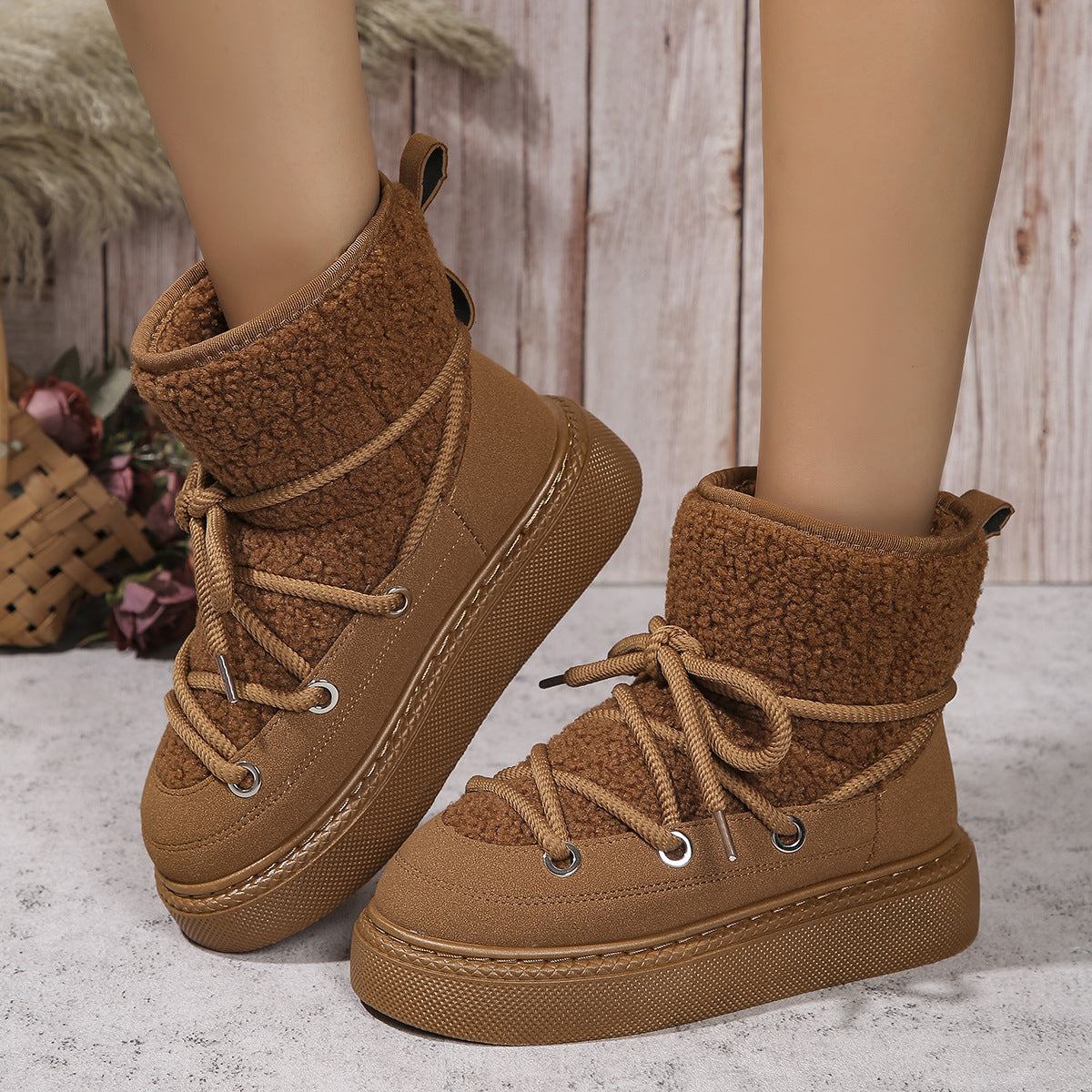 Lace-Up Snow Boots