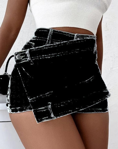 Vintage Denim Waist Wrap Skirt