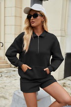 Zipper Sweatshirt Set