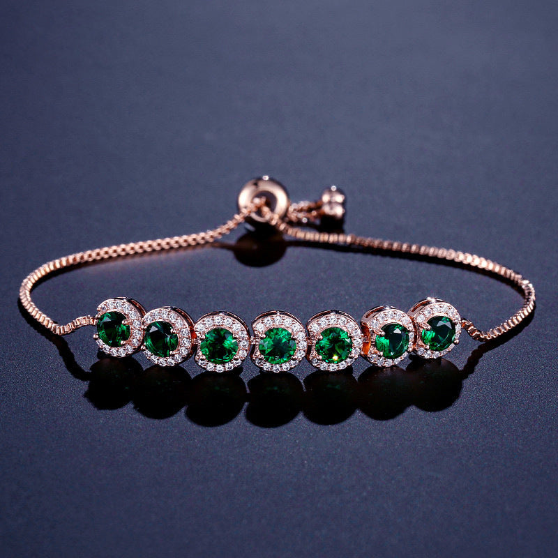 Emerald Zircon Adjustable Bracelet