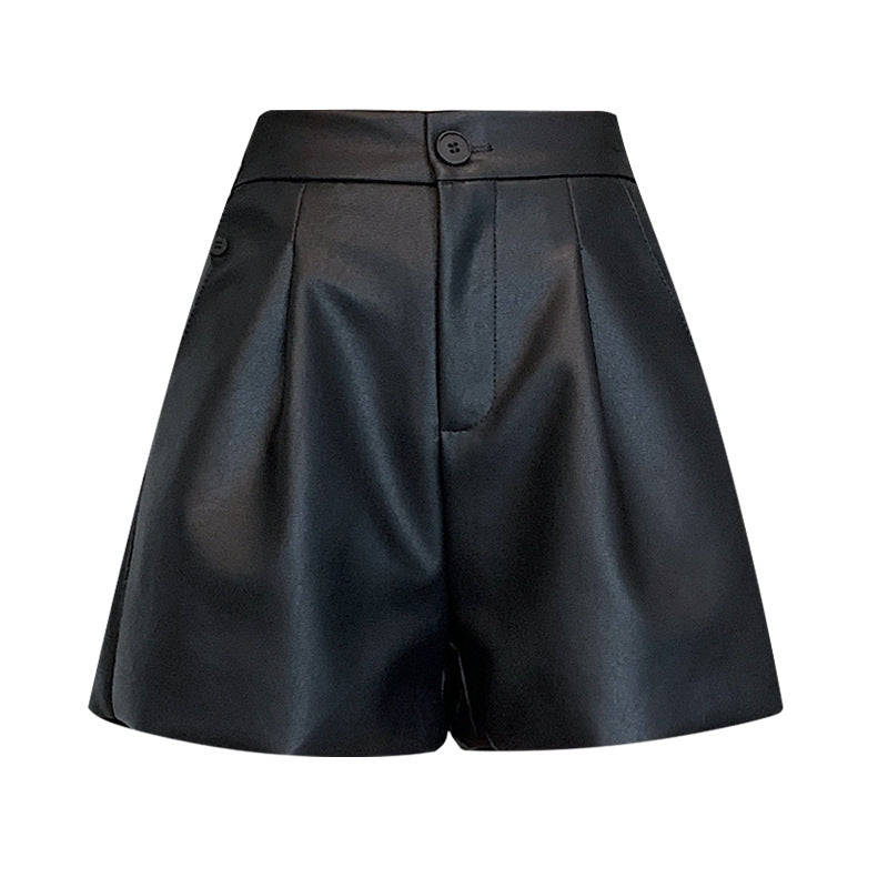 Wide Leg Leather Shorts