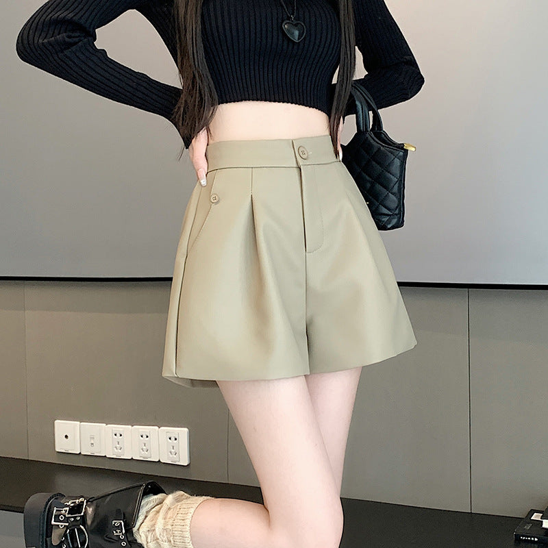 Wide Leg Leather Shorts