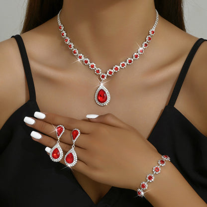 Necklace Ear Stud Bracelet Three-piece Set