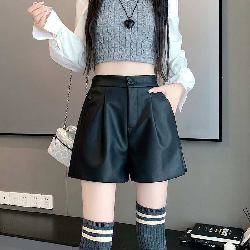 Wide Leg Leather Shorts