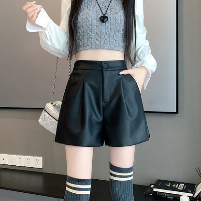 Wide Leg Leather Shorts