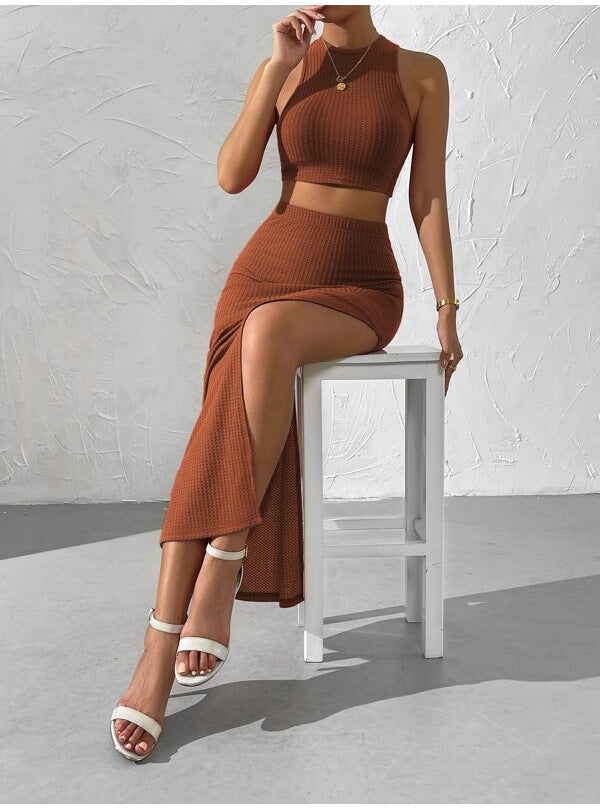 Knitted Long Skirt Set