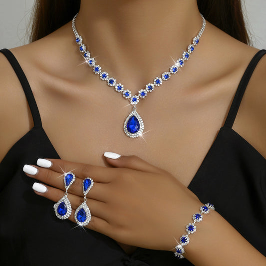 Necklace Ear Stud Bracelet Three-piece Set