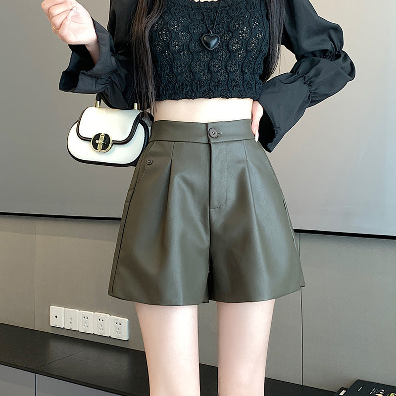 Wide Leg Leather Shorts