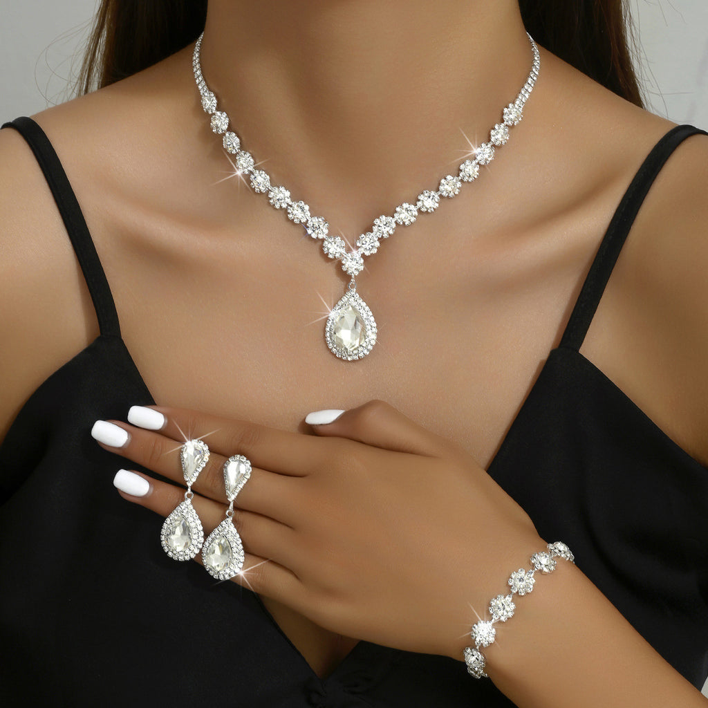 Necklace Ear Stud Bracelet Three-piece Set