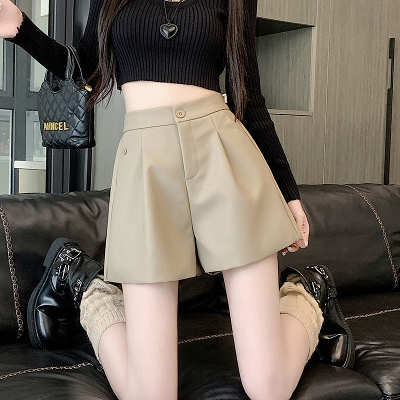 Wide Leg Leather Shorts