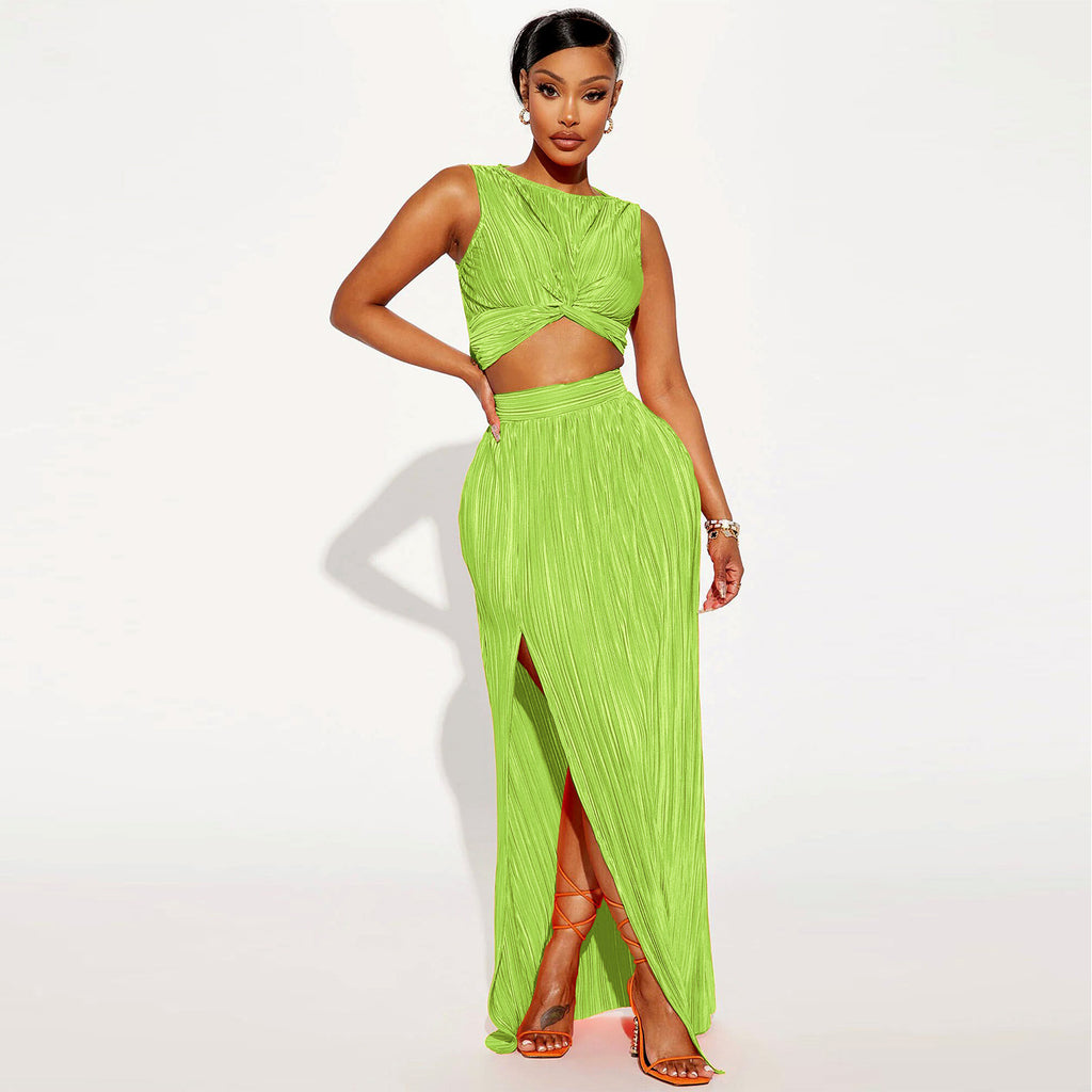 Two Piece Slit Dress Set