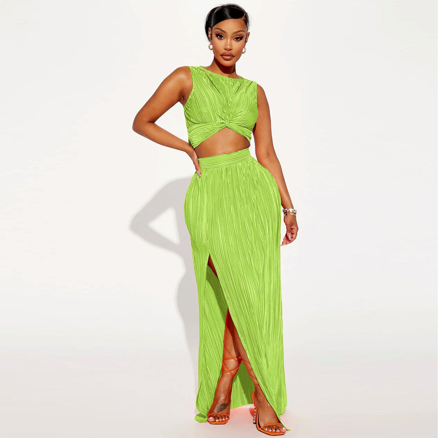 Two Piece Slit Dress Set