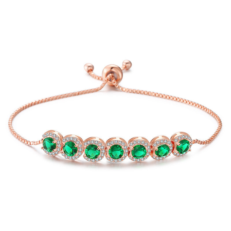 Emerald Zircon Adjustable Bracelet