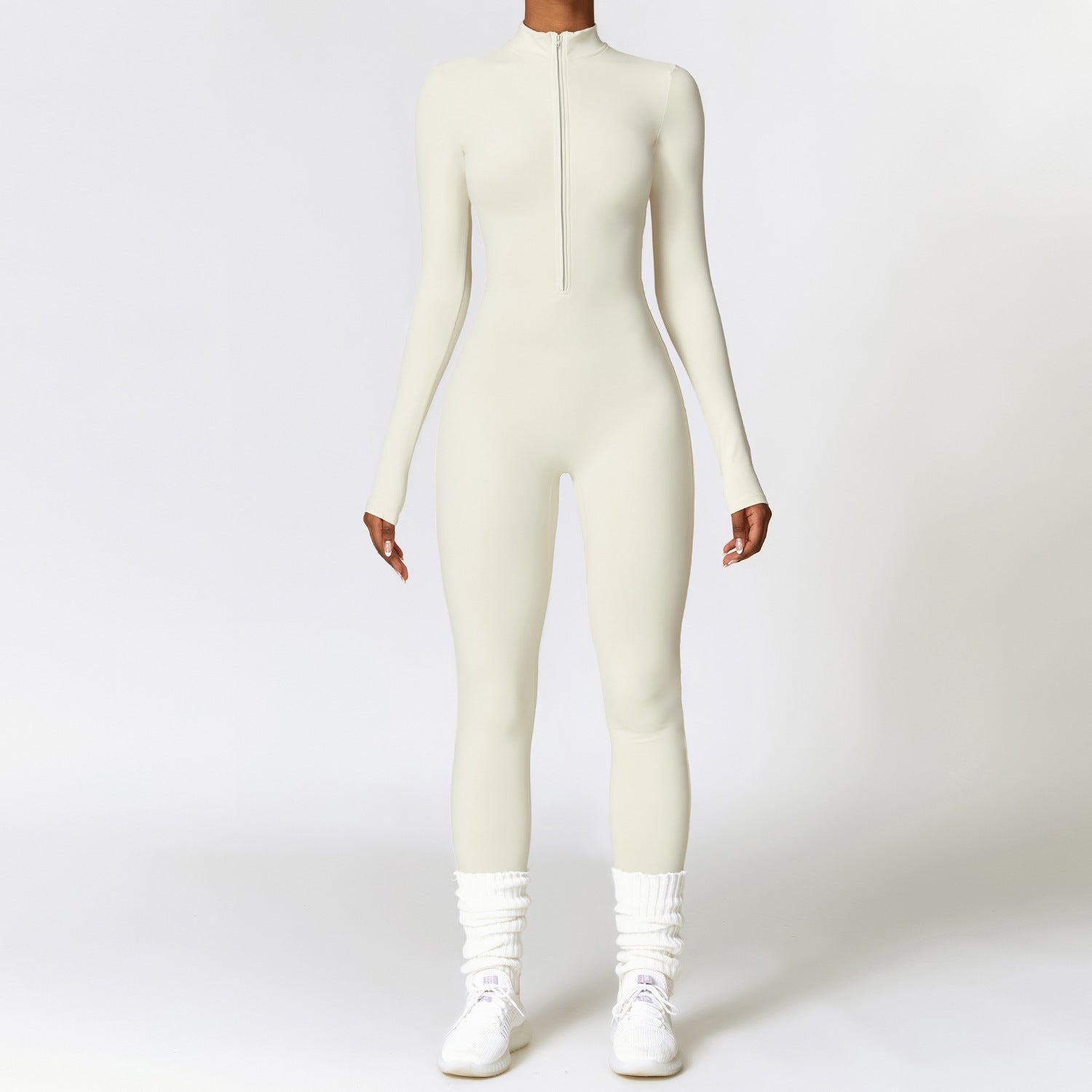 Zip Up Long-Sleeved Jumpsuit