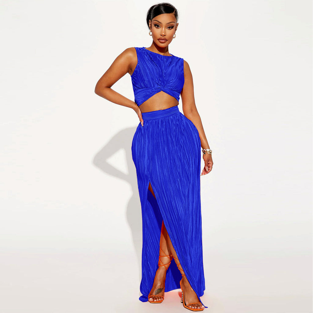 Two Piece Slit Dress Set