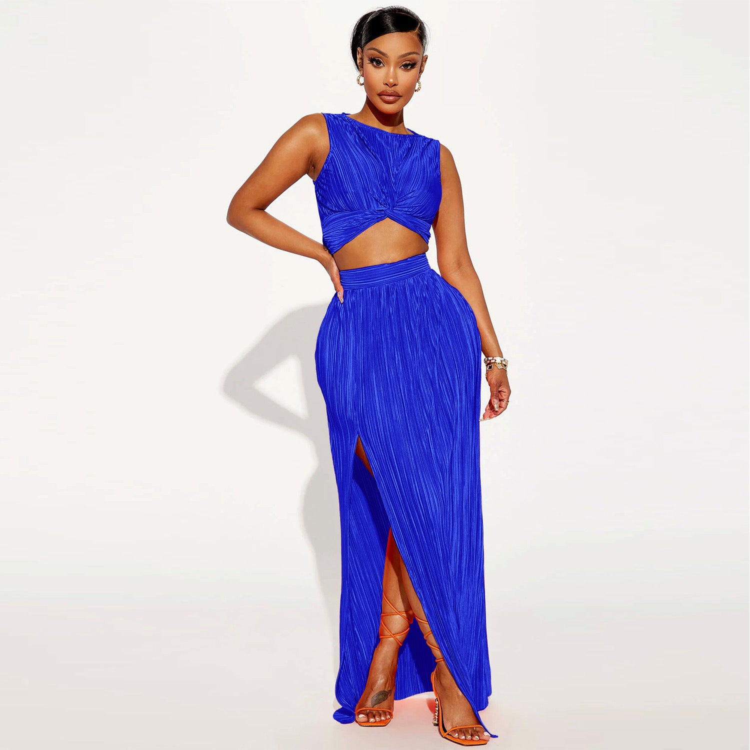 Two Piece Slit Dress Set