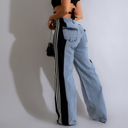 High Waist Elastic Straight Leg Pants