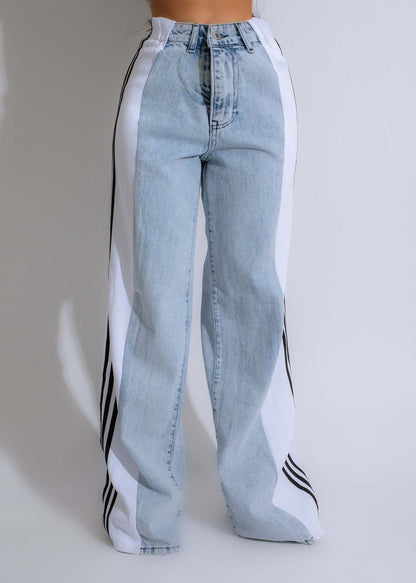 High Waist Elastic Straight Leg Pants