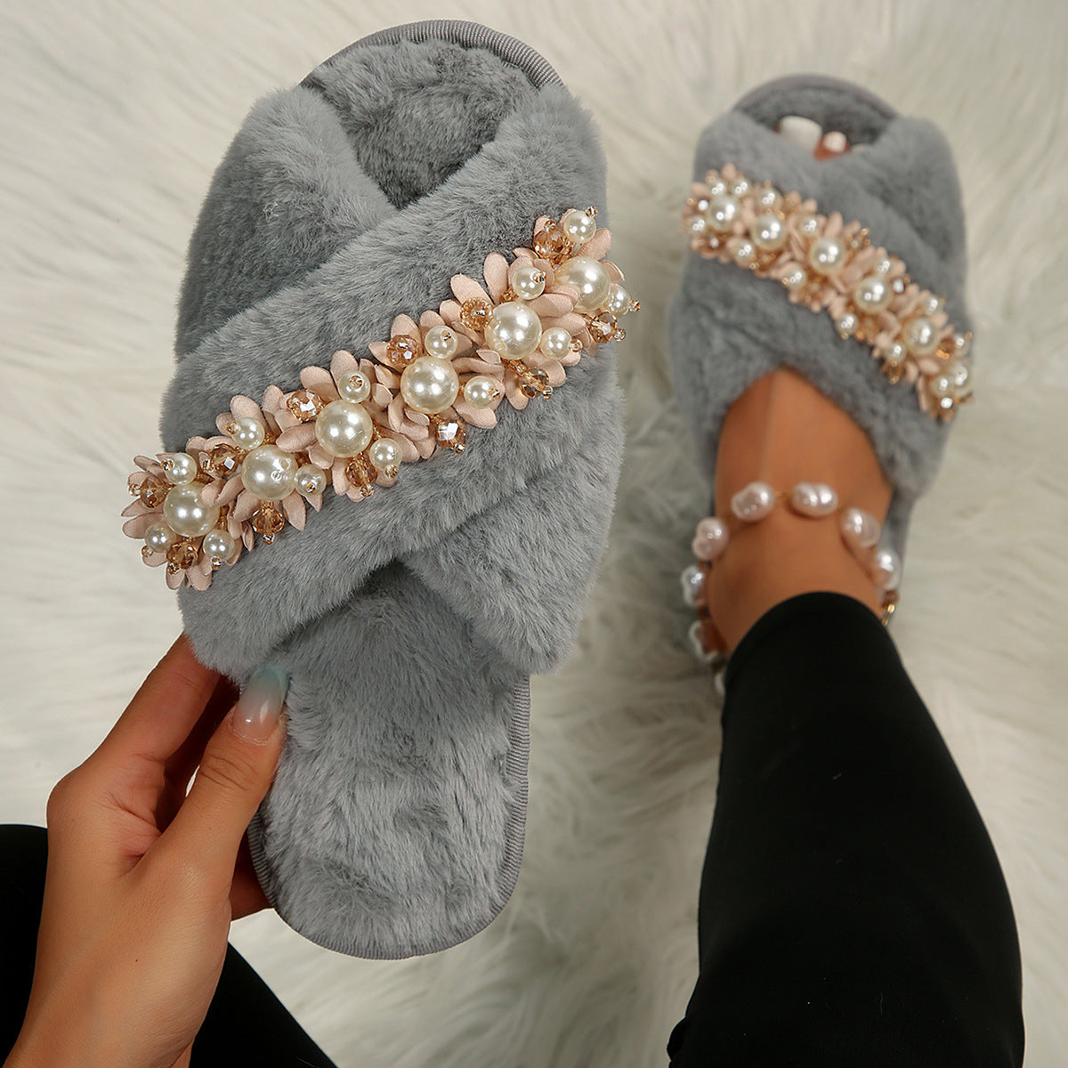 Cross Fur Slipper