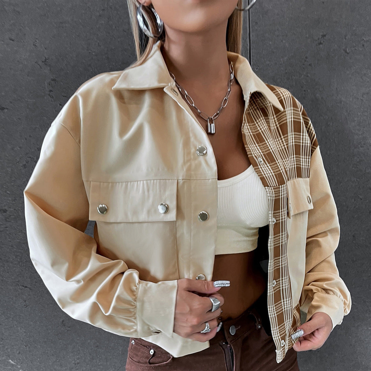 Plaid Single Breasted Jacket