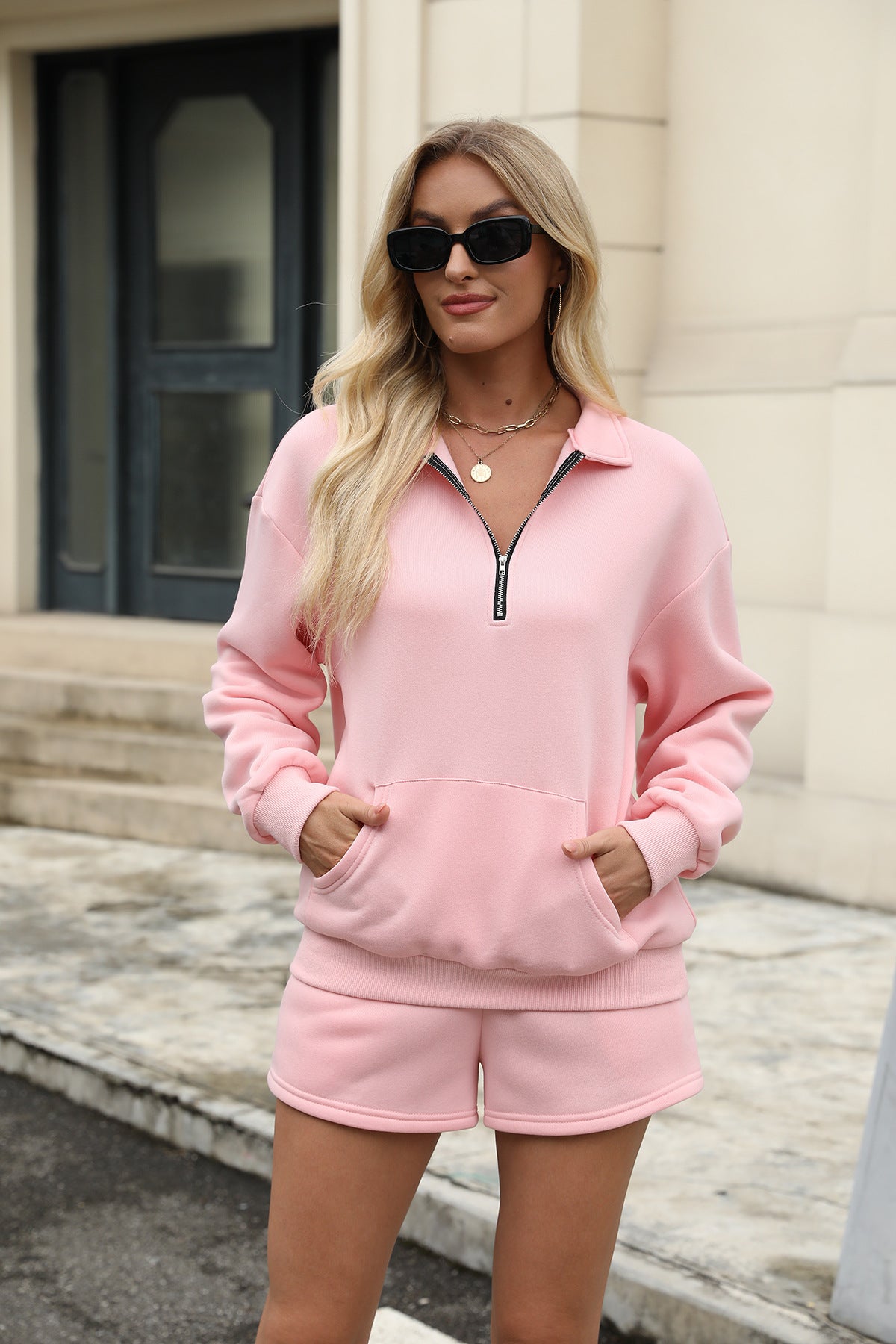 Zipper Sweatshirt Set
