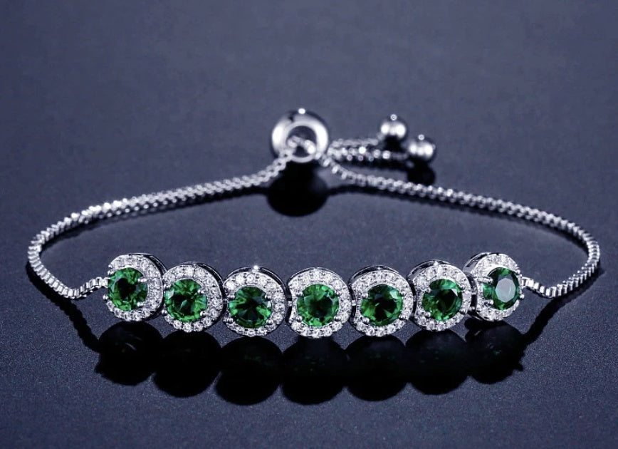 Emerald Zircon Adjustable Bracelet