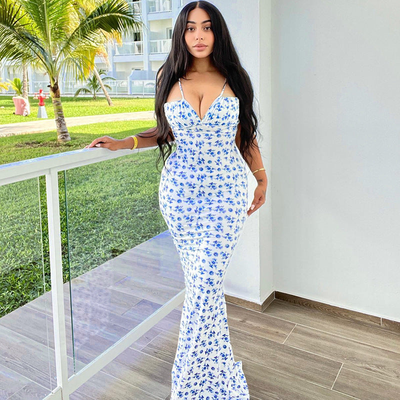 Flower Print Long Dress