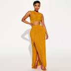 Two Piece Slit Dress Set