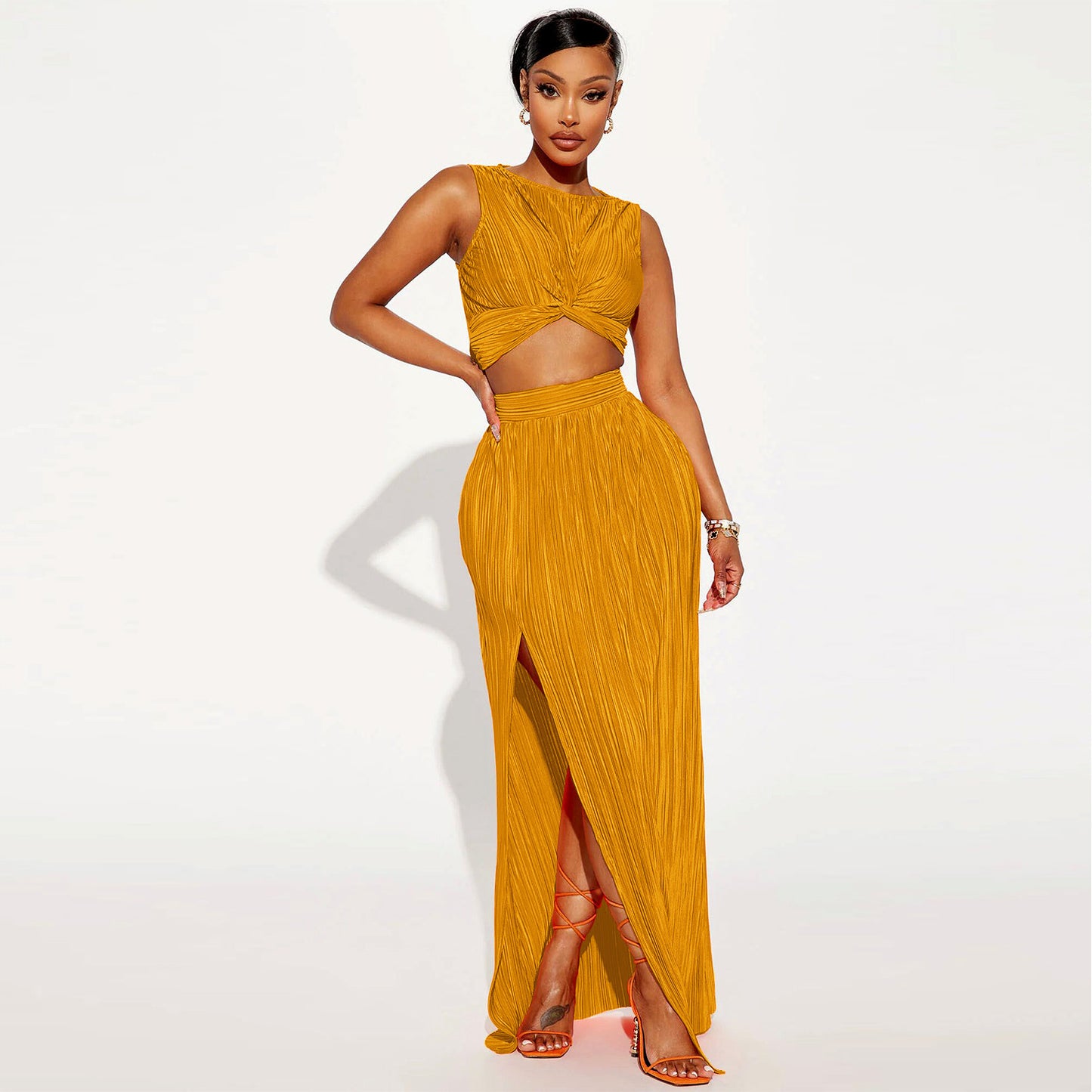 Two Piece Slit Dress Set