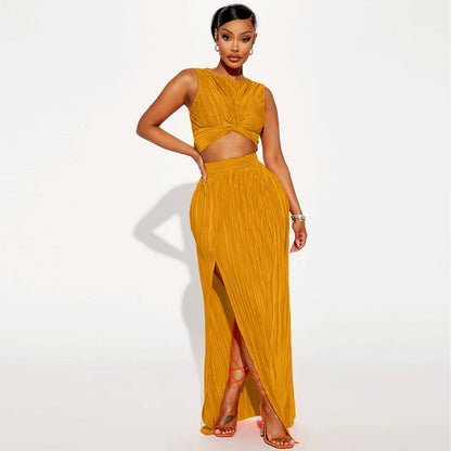 Two Piece Slit Dress Set