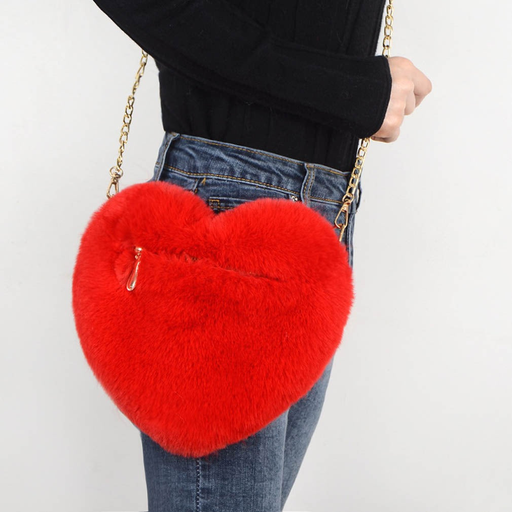 Plush Heart Shoulder Bag