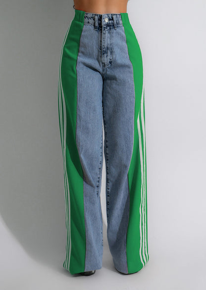 High Waist Elastic Straight Leg Pants
