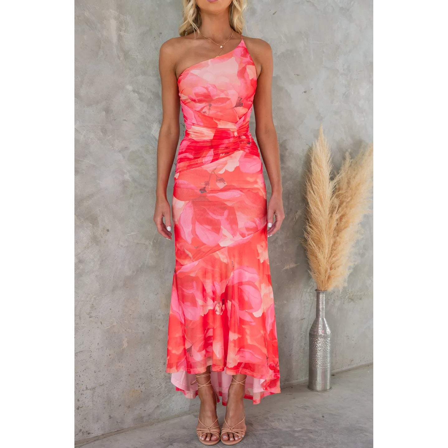 Floral One-Shoulder Dress
