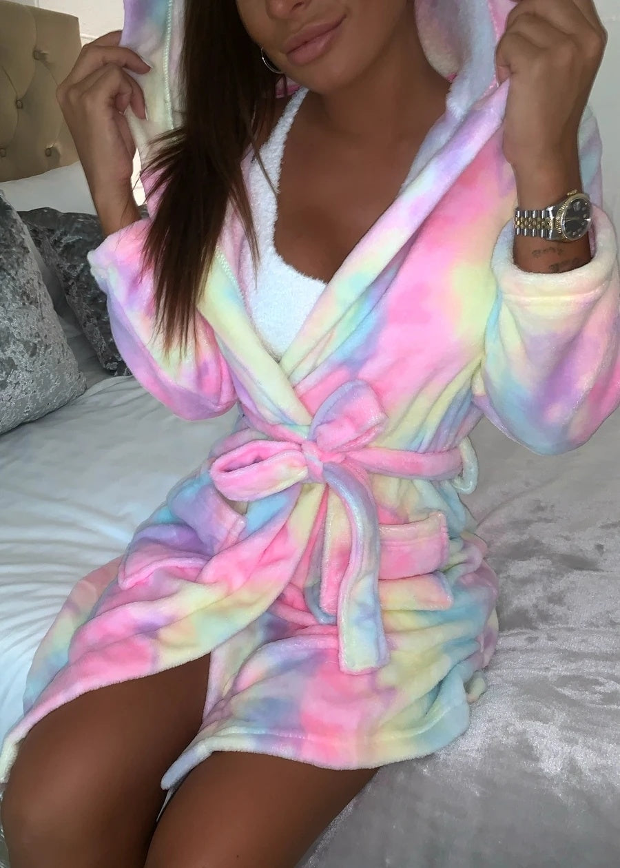 Lace Up Tie Dye Bathrobe
